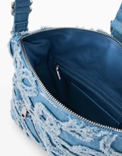 Desigual Embroidered denim bag in blue, 3 of 4