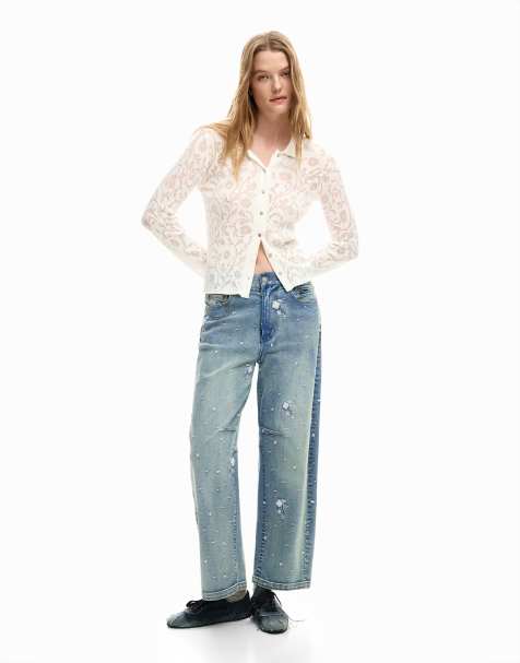 Desigual Embroidered jeans in blue - view 1