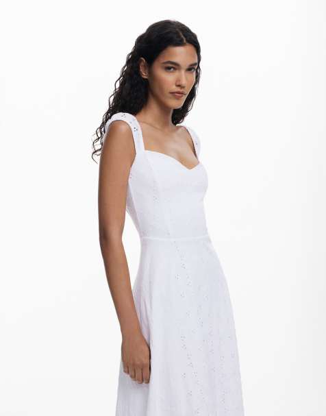 Desigual Embroidered midi dress in white - view 1