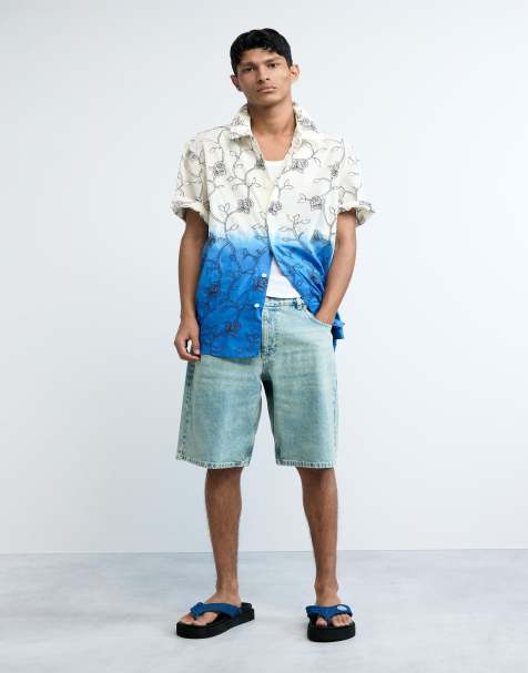 Desigual Embroidered ombré shirt in white
