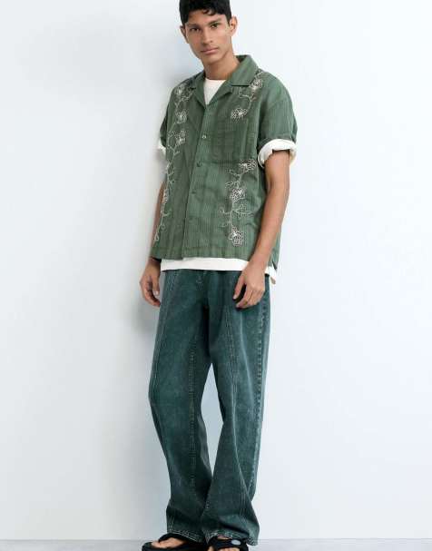 Desigual Embroidered shirt in green - view 1
