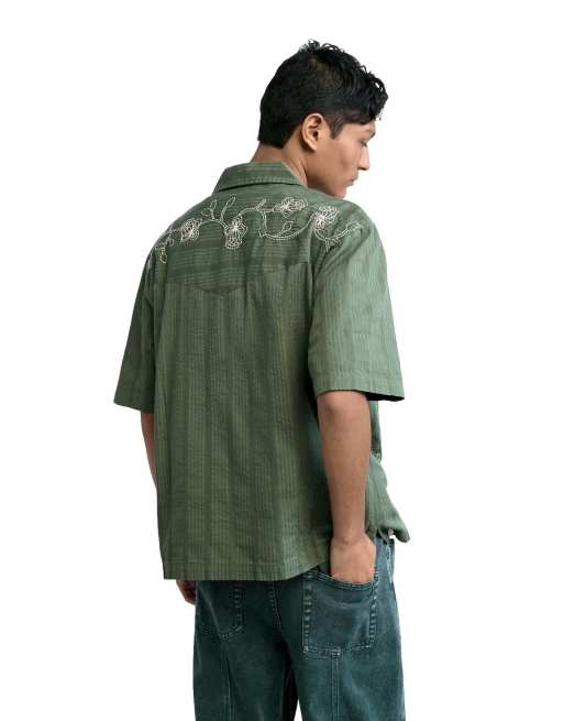 Desigual Embroidered shirt in green, 2 of 4