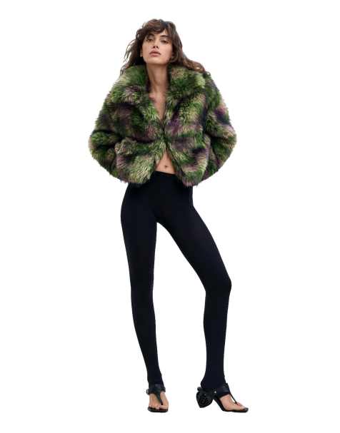 Desigual faux-fur jas lacroix in groen - view 1