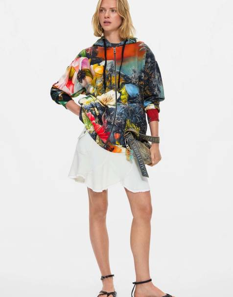 Desigual - Felpa in 100% cotone multicolore con stampa - view 1