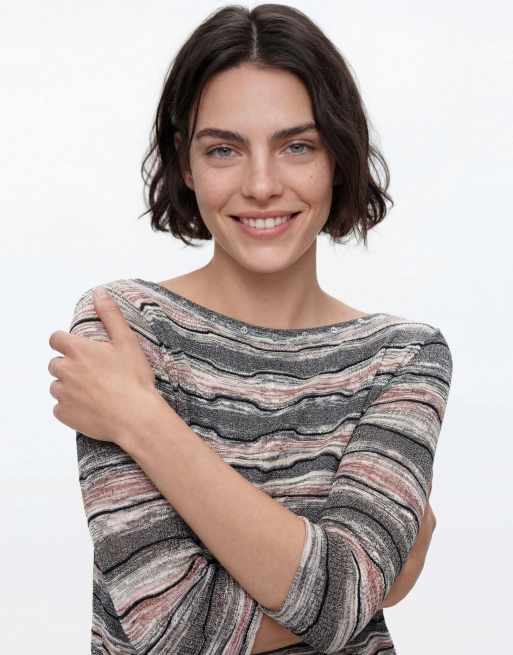 Desigual Fine striped sweater in black, 3 of 3
