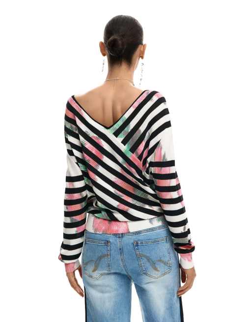 Desigual Fine wrap sweater in black, 2 of 4