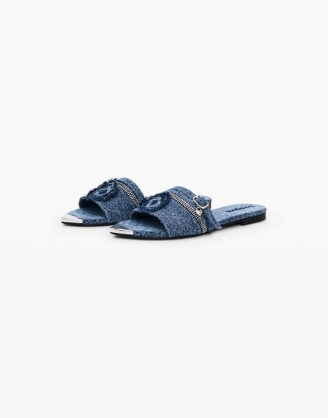 Desigual Flat denim sandal in blue - view 1