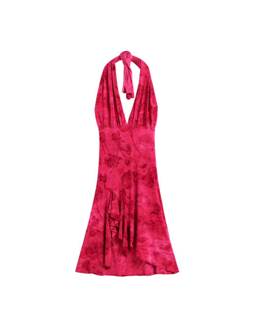 Desigual Flocked halter dress in red, 2 of 2
