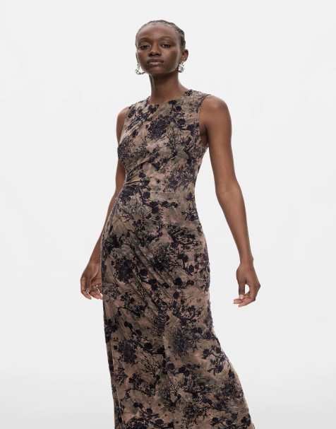 Desigual Flocked maxi dress in black