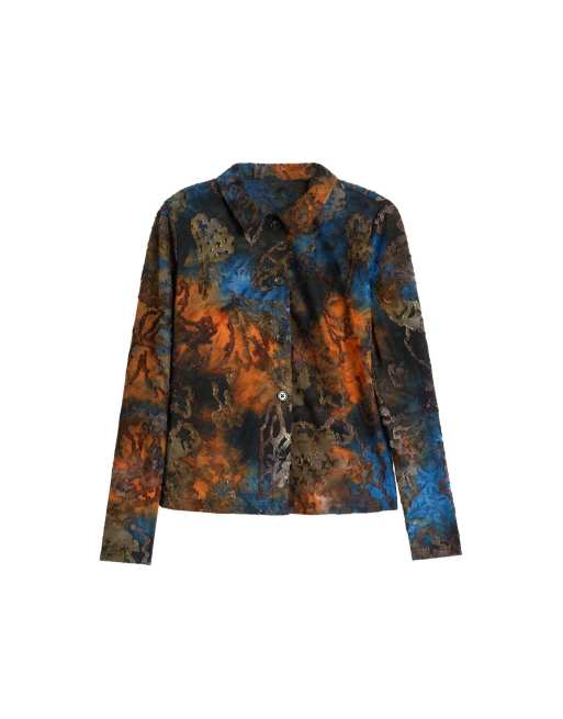 Desigual Flocked shirt in white, 4 of 4