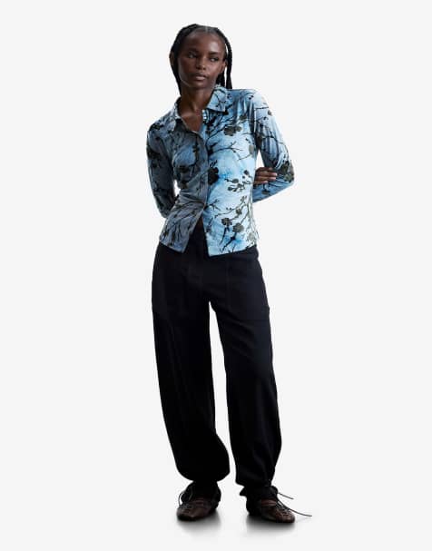 Desigual Flocked top in blue