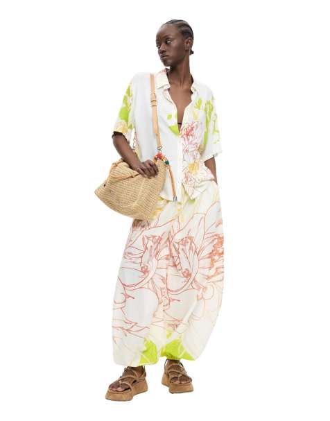 Desigual floral co ord set in white and green - view 1