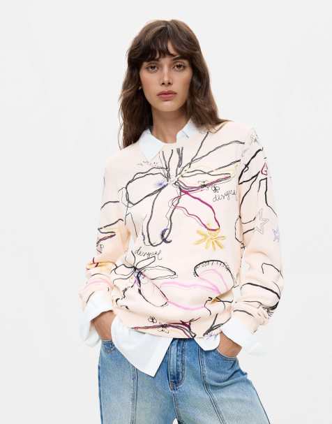 Desigual Floral print sweatshirt in white - view 1
