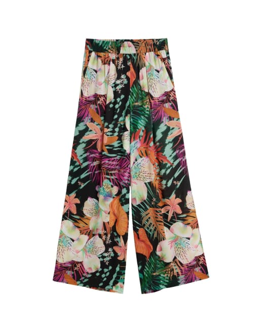 Desigual Floral print trousers in black - BLACK, 4 of 4
