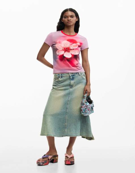Desigual Floral t-shirt in pink