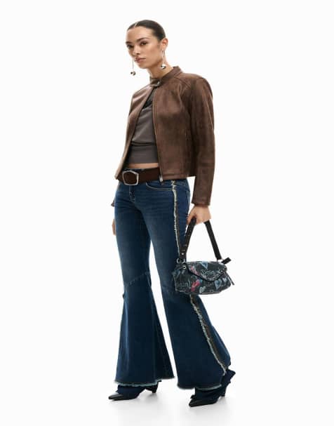Desigual Frayed flare jeans in blue - view 1