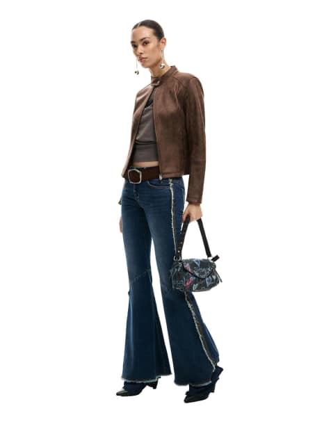 Desigual Frayed flare jeans in blue