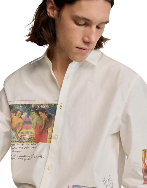 Desigual - Gaugin - Camicia bianca con stampa, 3 di 4