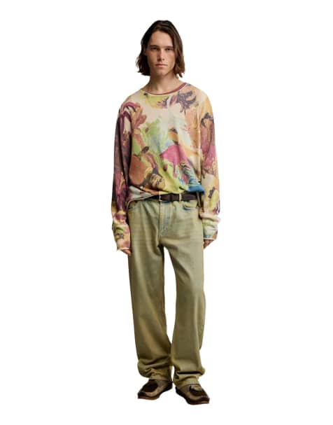 Desigual Gaugin trui met print in beige - view 1