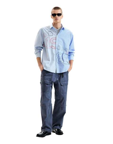 Desigual - Geborduurd overhemd in blauw - view 1