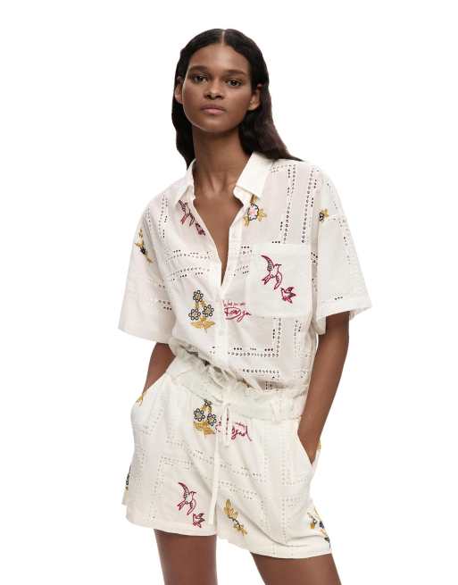 Desigual - Geborduurde short in wit, 3 van 4