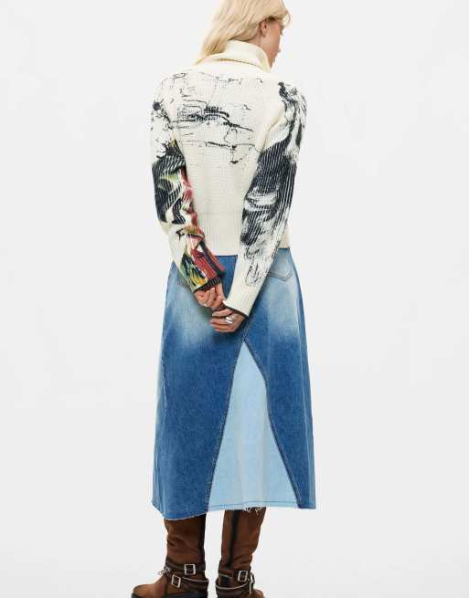 Desigual gebreid jack met bloemenprint in wit, 2 van 4