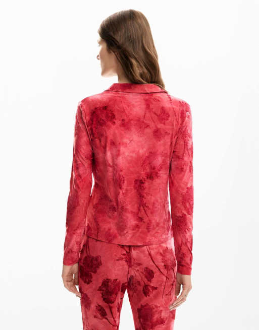 Desigual - Geflockt T-shirt met knopen in roze, 2 van 4