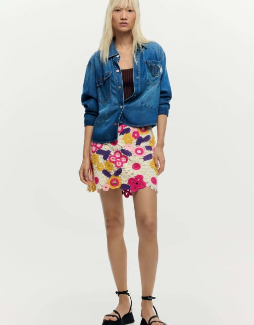 Desigual - Gehaakte minirok in wit, 3 van 4