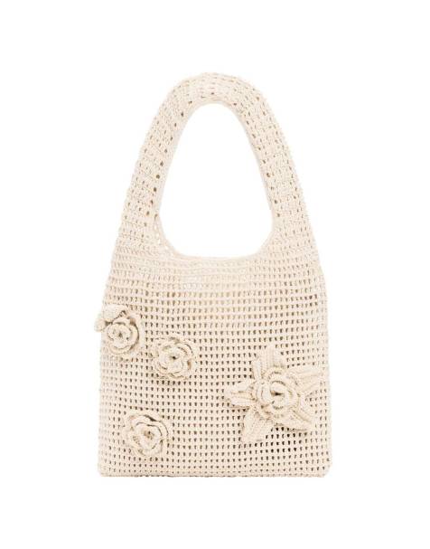 Desigual - Gehaakte tas met bloemen in crème - view 1