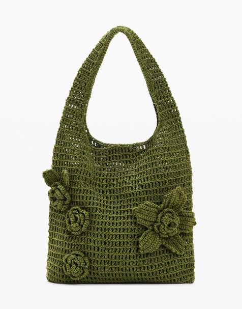 Desigual - Gehaakte tas met bloemen in groen - view 1