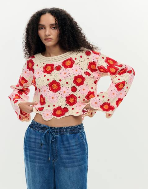 Desigual - Gehaakte top in wit multi - view 1