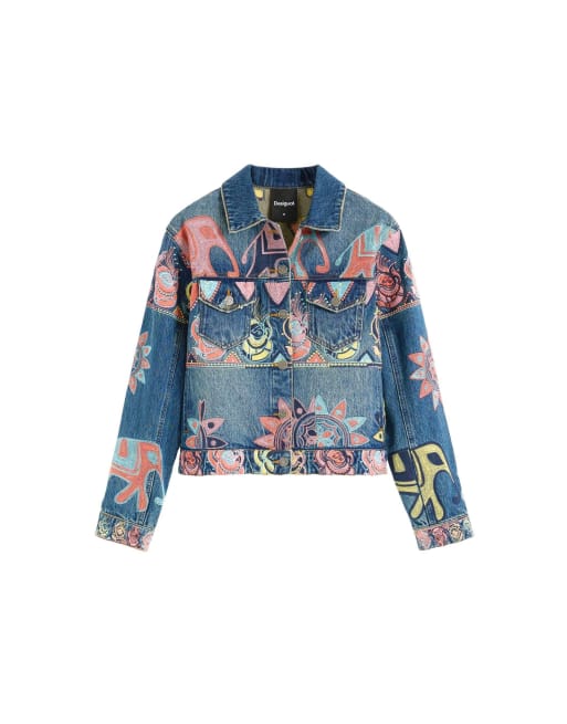 Desigual – Gemusterte Jacke aus 100% Baumwolle in Blau, 4 von 4