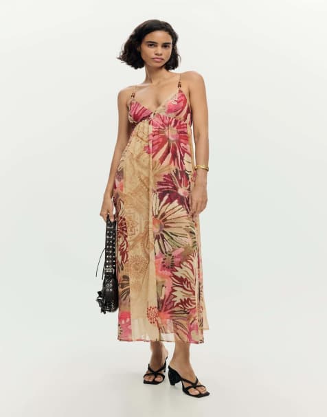 Desigual – Gemustertes Maxikleid in Rosa - view 1