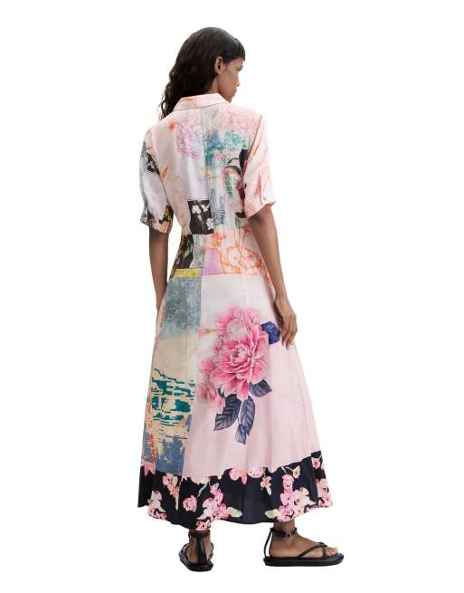 Desigual – Gemustertes Maxikleid in Rosa, 2 von 4