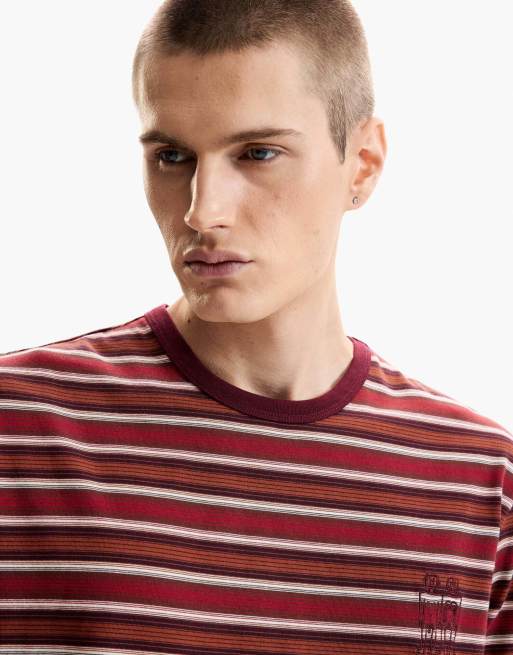 Desigual - Gestreept gebreid T-shirt in rood, 3 van 4