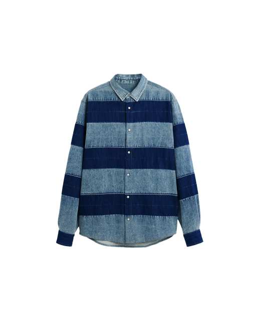 Desigual – Gestreiftes Jeanshemd in Blau, 4 von 4