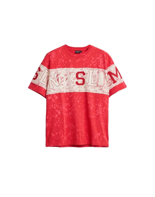 Desigual – Gestricktes T-Shirt in Rot mit Print, 4 von 4