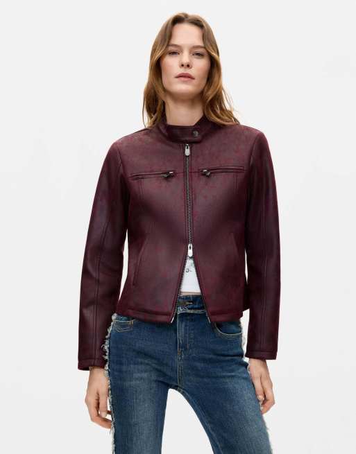 Desigual - Giacca combinata rossa effetto pelle, 4 di 4