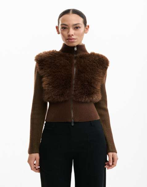 Desigual - Giacca in maglia marrone cioccolato - view 1
