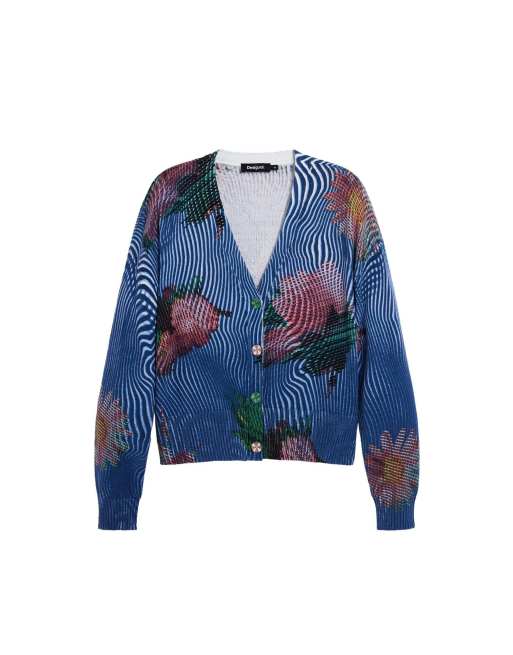 Desigual - Gilet à fleurs - Bleu, 4 de 4