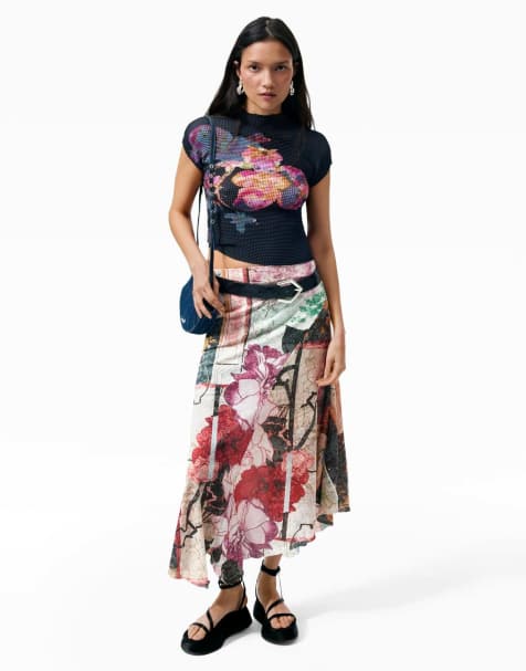 Desigual - Gonna lunga nera con stampa - view 1