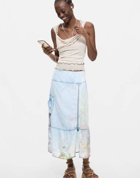 Desigual - Gonna midi di jeans blu - view 1