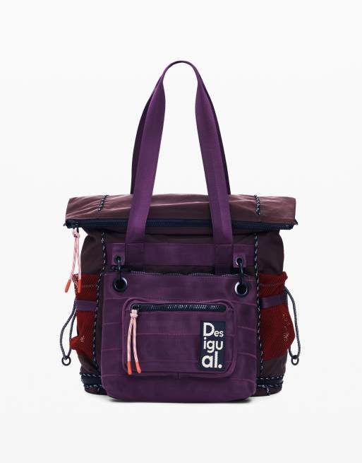 Desigual - Grand sac à dos de voyage multipositions - Rouge et violet