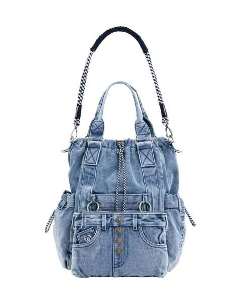 Desigual grand sac à dos en jean bleu - view 1