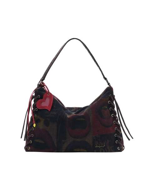 Desigual - Grand sac à motif lèvres style graffiti - Noir - view 1
