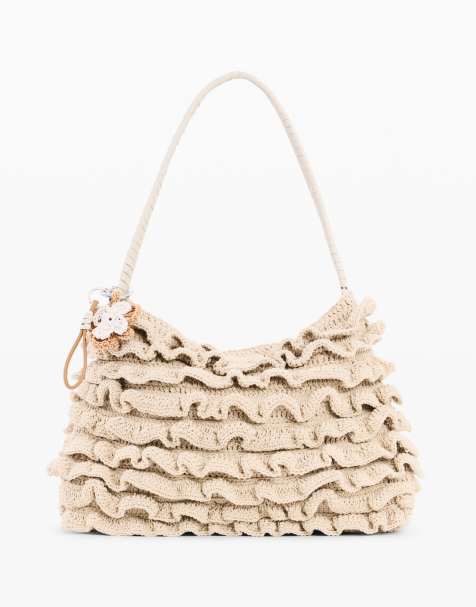 Desigual - Grand sac au crochet avec fleurs - Beige - view 1
