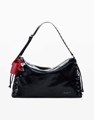 Desigual - Grand sac tressé - Noir brillant