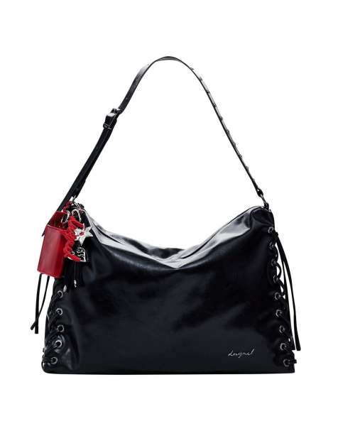 Desigual große glänzende gewebte Tasche in Schwarz - view 1