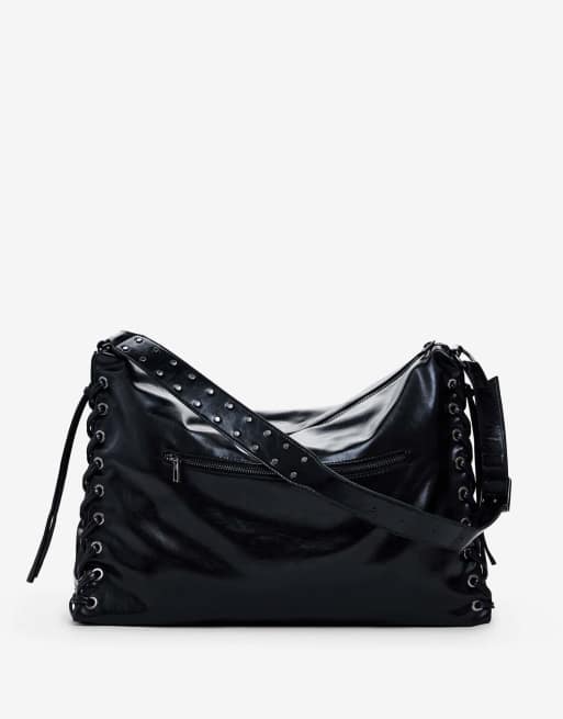 Desigual große glänzende gewebte Tasche in Schwarz, 2 von 4