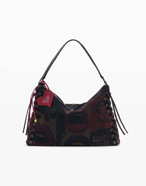 Desigual – Große Tasche mit Graffiti-Lippen-Design in Schwarz - view 1